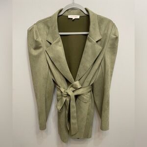 Solitaire Sage Green Belted Light Trench Coat